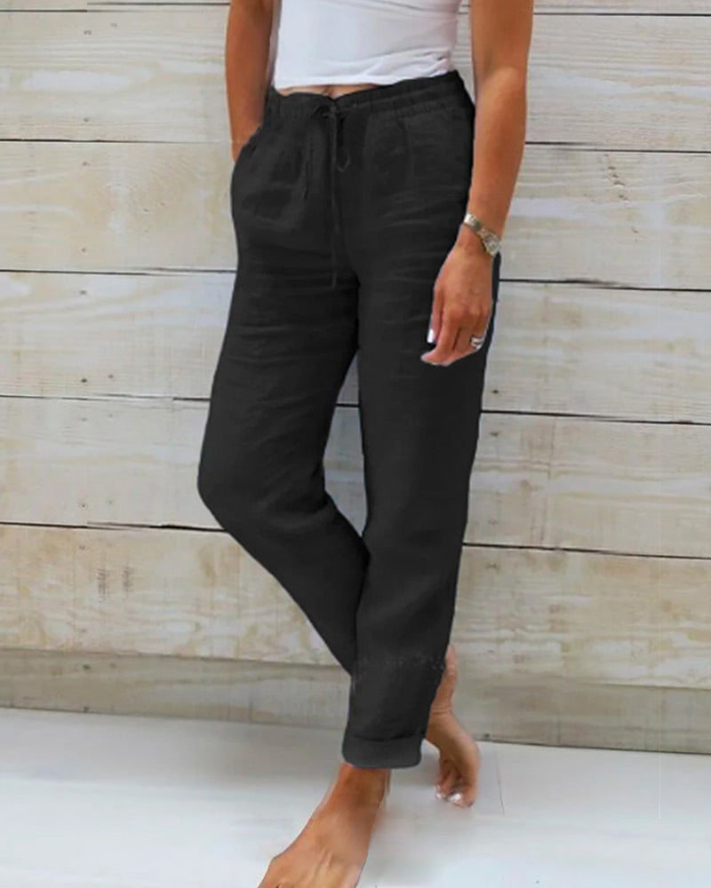 Allison - Pantalones Tailored de Lino y Algodón de Lujo