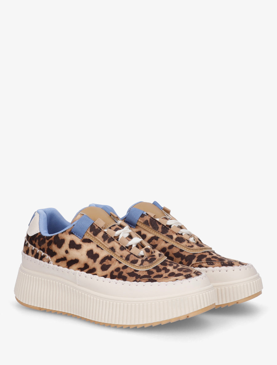 Zapatillas con estampado y suela de plataforma - Camel