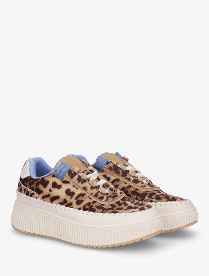 Zapatillas con estampado y suela de plataforma - Camel